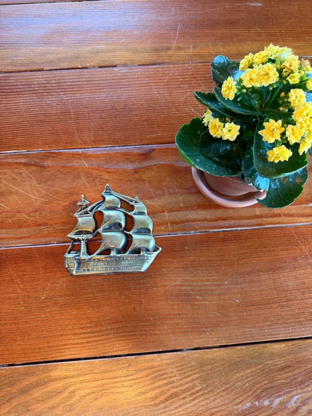 Brass Sailing Ship Decorative Accent